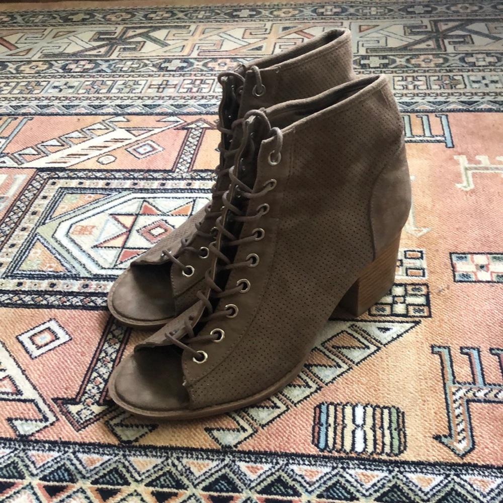 Boho Open toe lace up booties